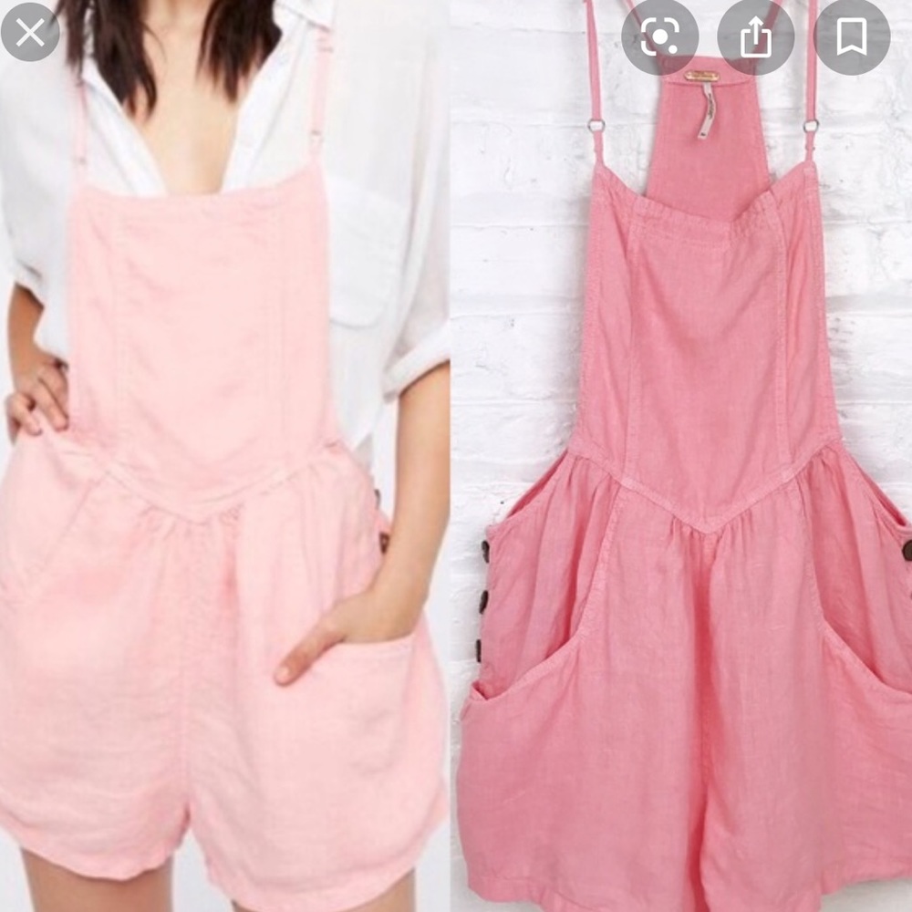 free people linen generation utility romper